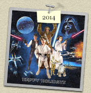 YEAR: 2014    COSTUME: Chewbacca (Steven), Han Solo (Susie), Princess Leia (Sadie) & Luke Skywalker (Henry) 
				<P>IMAGE USED: based on an original Star Wars poster